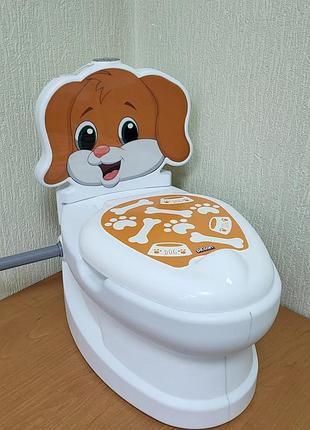 Дитячий навчальний горщик собачка зі звуком, світом і тримачем для туалетної папери pilsan