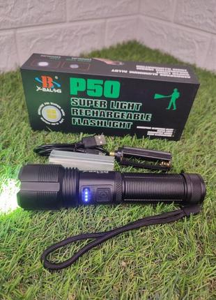 Ліхтарик bailong вологостійкий ✅має zoom дальність 500 метрів ✅ працює від акумулятора 18650/батарейок