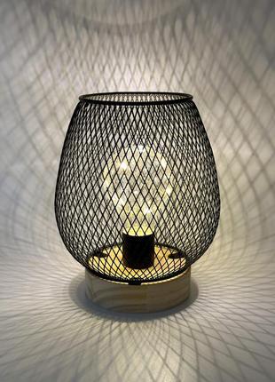 Декоративна світлодіодна лампа нічник чорна3 фото