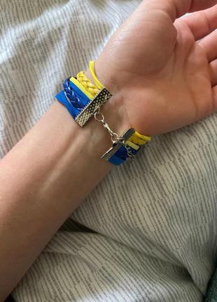 Браслет плетёный патриотический с украинской символикой сине-жёлтый5 фото