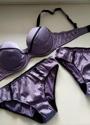 75-c атласный сиреневый комплект, бюст и 2 шт. трусиков s-m, vena lingerie bra vb 1705 фото