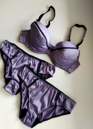 75-c атласный сиреневый комплект, бюст и 2 шт. трусиков s-m, vena lingerie bra vb 1706 фото