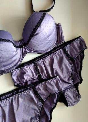 75-c атласный сиреневый комплект, бюст и 2 шт. трусиков s-m, vena lingerie bra vb 1708 фото