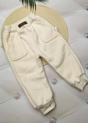 Штани утеплені білі теплі стильні зимові брюки 80 - 130 см2 фото