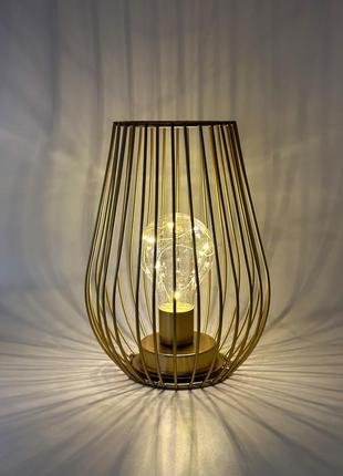 Декоративна світлодіодна лампа нічник золота3 фото