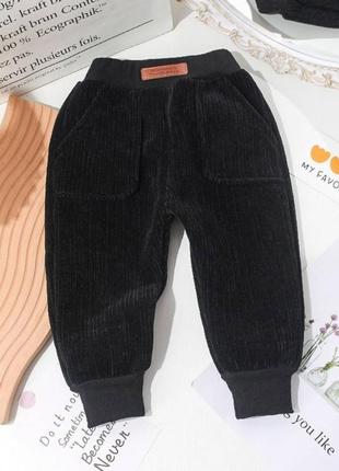 Штани утеплені чорні зимові брюки 80  - 130 см