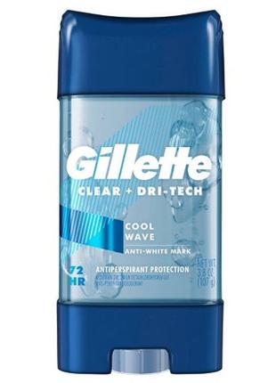 Гелевий дезодорант-антиперспірант gillette clear + dri - tech cool wave