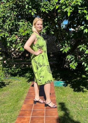 Літня сукня вільного крою з котону без рукавів батал7 фото