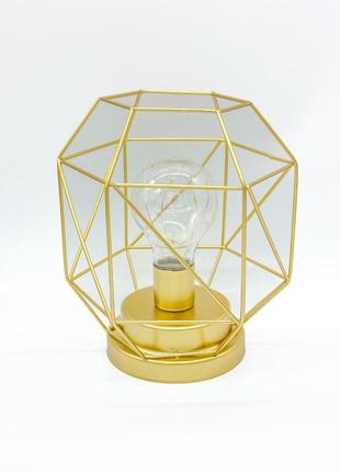 Декоративна світлодіодна лампа, нічник на батарейках, золотий2 фото