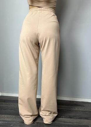 Спортивные штаны-палаццо женские светло-бежевые style modna kazka mksh2435-15 фото