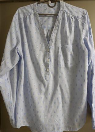 Нежно голубая блузка, рубашка, принт вышивка4 фото