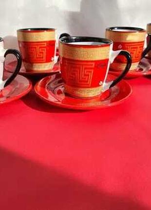 Современный красный кофейный сервиз подарочный кофейный набор1 фото