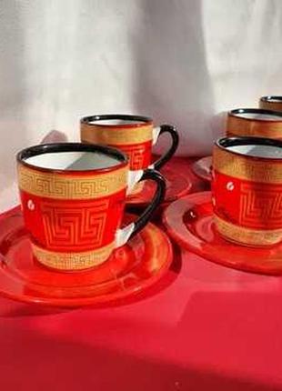 Современный красный кофейный сервиз подарочный кофейный набор на 6 персон3 фото