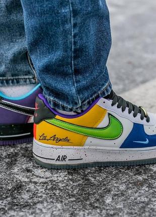 Кроссовки мужские, женские nike air force 1 «what the la»6 фото