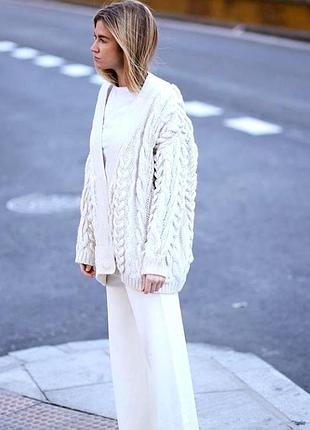 Кардиган pull&bear oversized косами белый 4