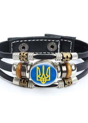 Браслет кожаный  патриотический с украинской символикой1 фото