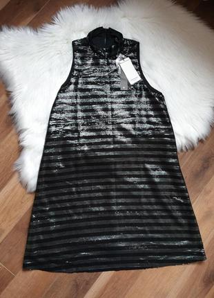 Stradivarius плаття нарядне блискуче з паєтками чорне коротке новорічне s р5 фото