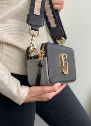 Cумка клатч marc jacobs black&grey snapshot crossbody, маленька сумка через плече2 фото