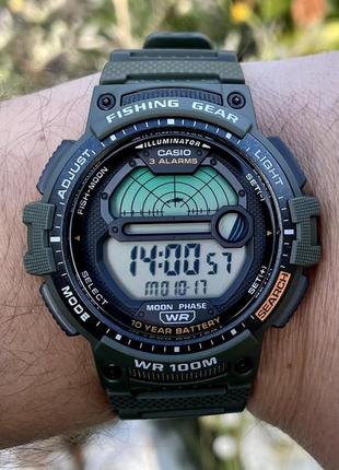 Часы наручные casio ws-1200h-3a fishing gear для рыбалки6 фото