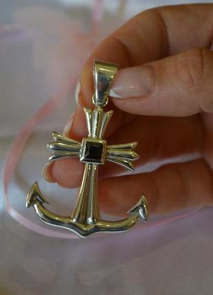 Кулон великий якір зі срібла