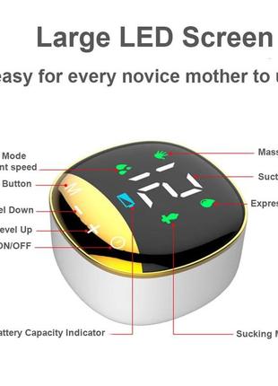 Портативный электрический молокоотсос, бесшумный переносной автоматический молокоотсос с дисплеем6 фото