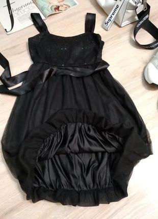 Шикарное стильное коктейльное платье мини черное с пайетками7 фото