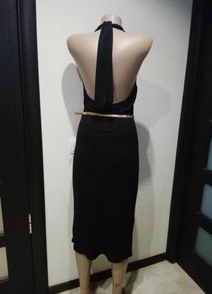 Вечернее коктейльное чёрное платье миди8 фото