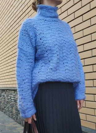 Красивейший свитер ажурной вязки оверсайз р. m l xl новый ручная работа2 фото