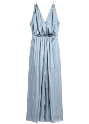 Сатиновое платье с v-образным вырезом макси h&mp.38-402 фото