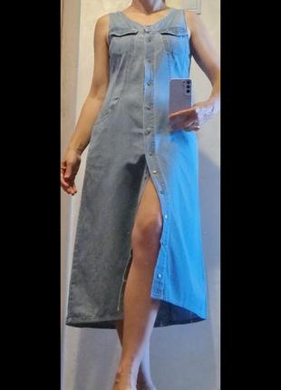 Джинсовое приталенное платье сарафан по фигуре3 фото