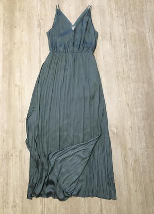 Сатиновое платье с v-образным вырезом макси h&mp.38-403 фото