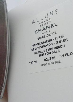 Chanel allure homme sport, 100 мл, тестер3 фото