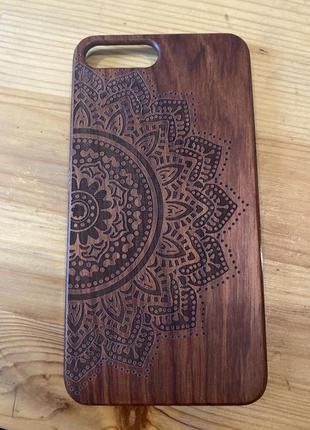 Деревянный чехол black wood iphone 7+, 8+