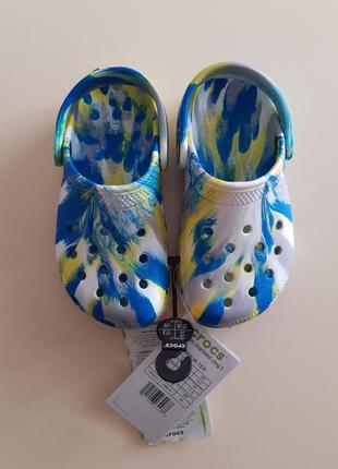 Сабо детские crocs marbled clog c10 кроксы мраморные мрамор босоножки