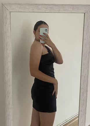 Атласне чорне плаття 🖤1 фото