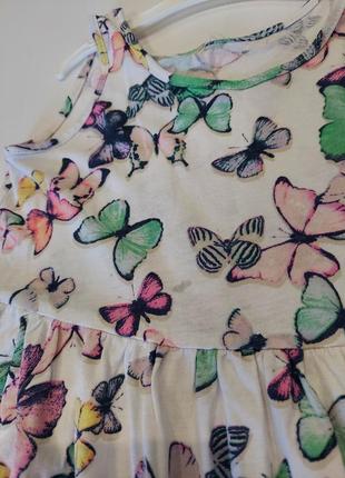 Летнее платье  сарафан h&m с разноцветными бабочками 3-4 года3 фото