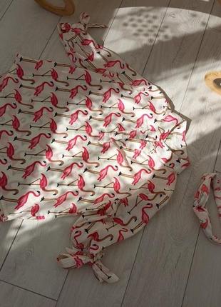 Блуза с принтом фламинго