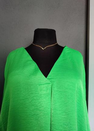 Блуза насыщенного цвета длинный рукав спереди складка батал2 фото