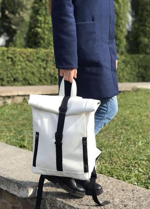 Жіночий білий рюкзак-рол для подорожей4 фото