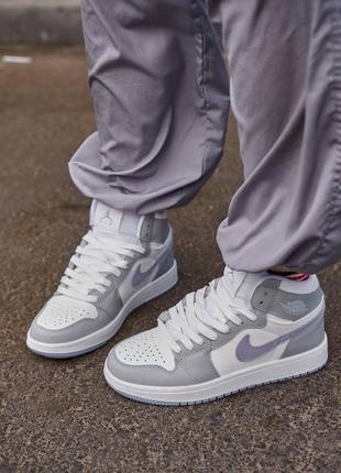 Nike air jordan 1 retro mid grey violet6 фото