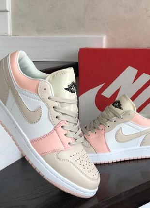 Женские кроссовки nike air jordan 1 low white peach pink