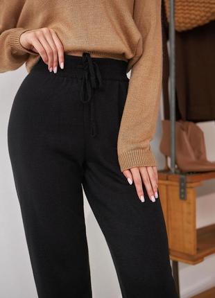 Женские классические вязаные брюки, удобные вязаные брюки спортивного стиля, теплые вязаные брюки6 фото
