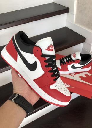 Мужские кроссовки nike air jordan 1 low white black red