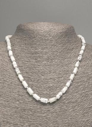 Ожерелье калонг натуральный камень гладкий цилиндр d-10х6мм +- l-49см +-