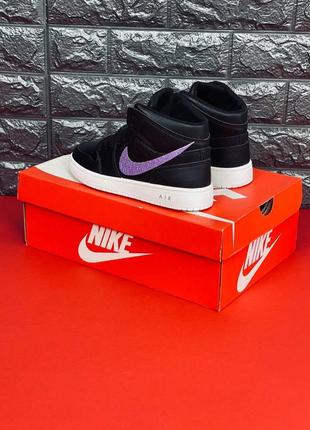 Nike хайтопы подростковые черные с белой подошвой размеры 35-415 фото
