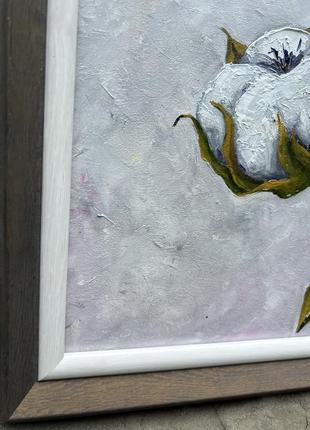 Картина маслом «хлопок». цветы. интерьерная