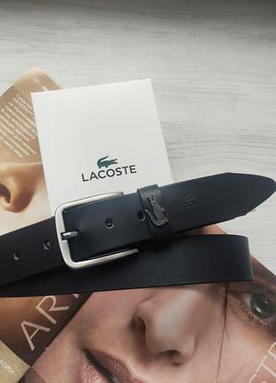 Чоловічий шкіряний ремінь lacoste + коробка в подарунок!