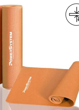 Килимок для йоги та фітнесу power system ps-4014 pvc fitness-yoga mat orange (173x61x0.6)