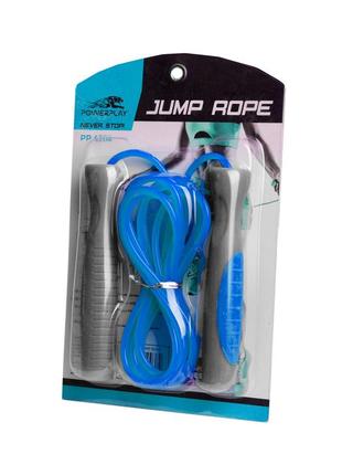 Скакалка powerplay 4204 classic jump rope блакитна (2,7m.)10 фото