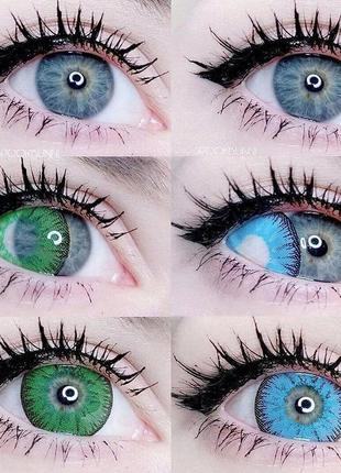 Цветные контактные линзы vika tricolor green с диоптриями для зрения зелёного цвета от - 1 до - 72 фото